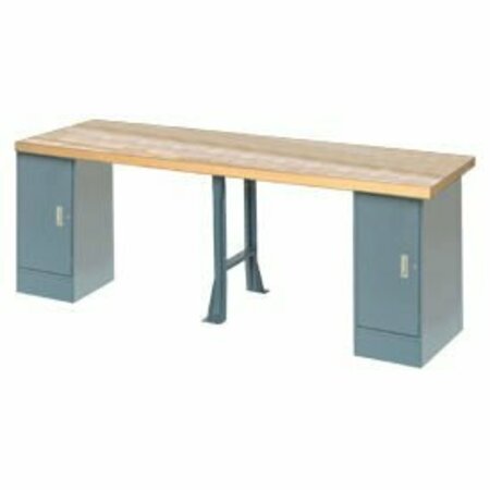 GLOBAL INDUSTRIAL Extra Long Industrial Workbench, 2 Cabinets, 120inW x 30inD, Gray 607953